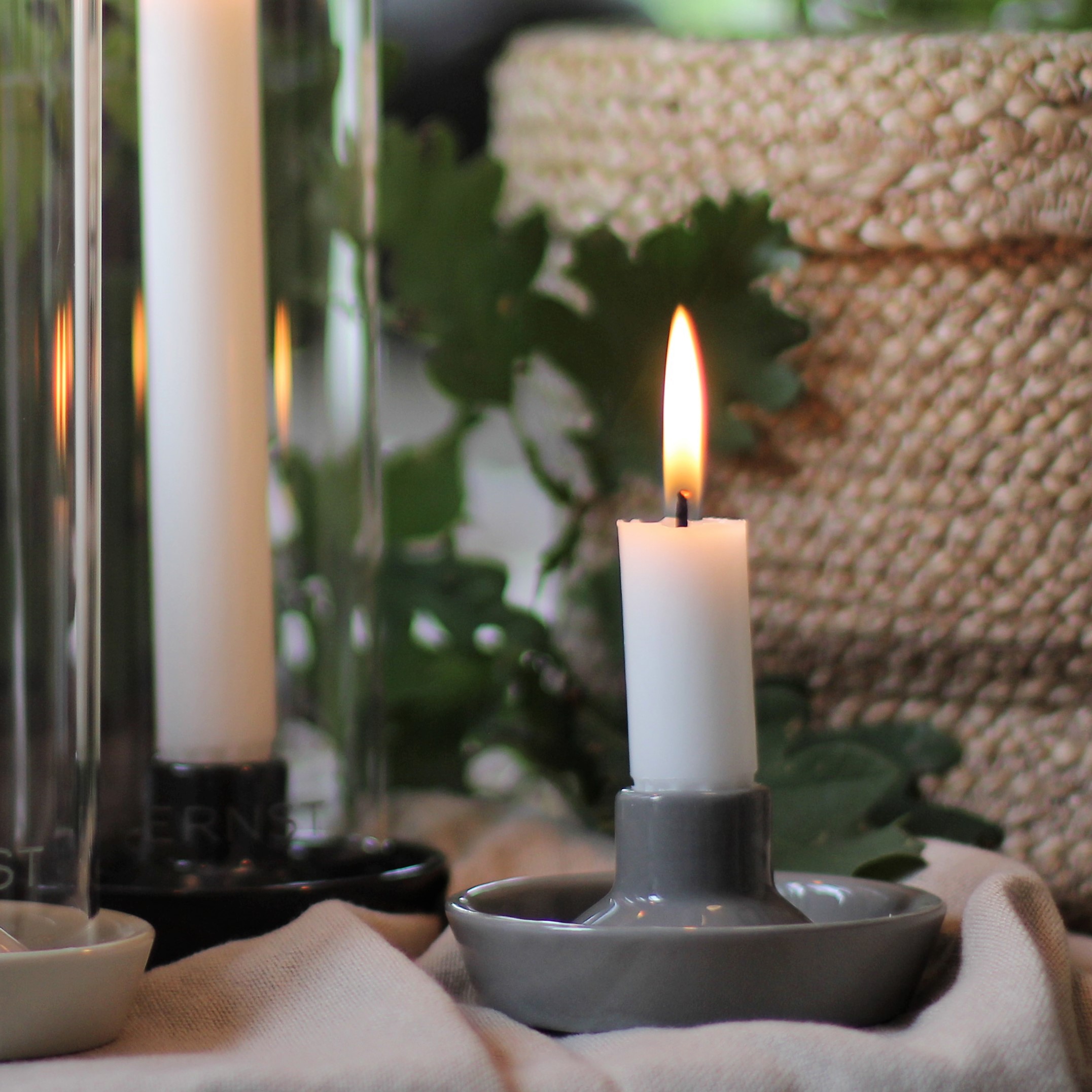 Ljusstake av glas/keramik grå Ernst - 10