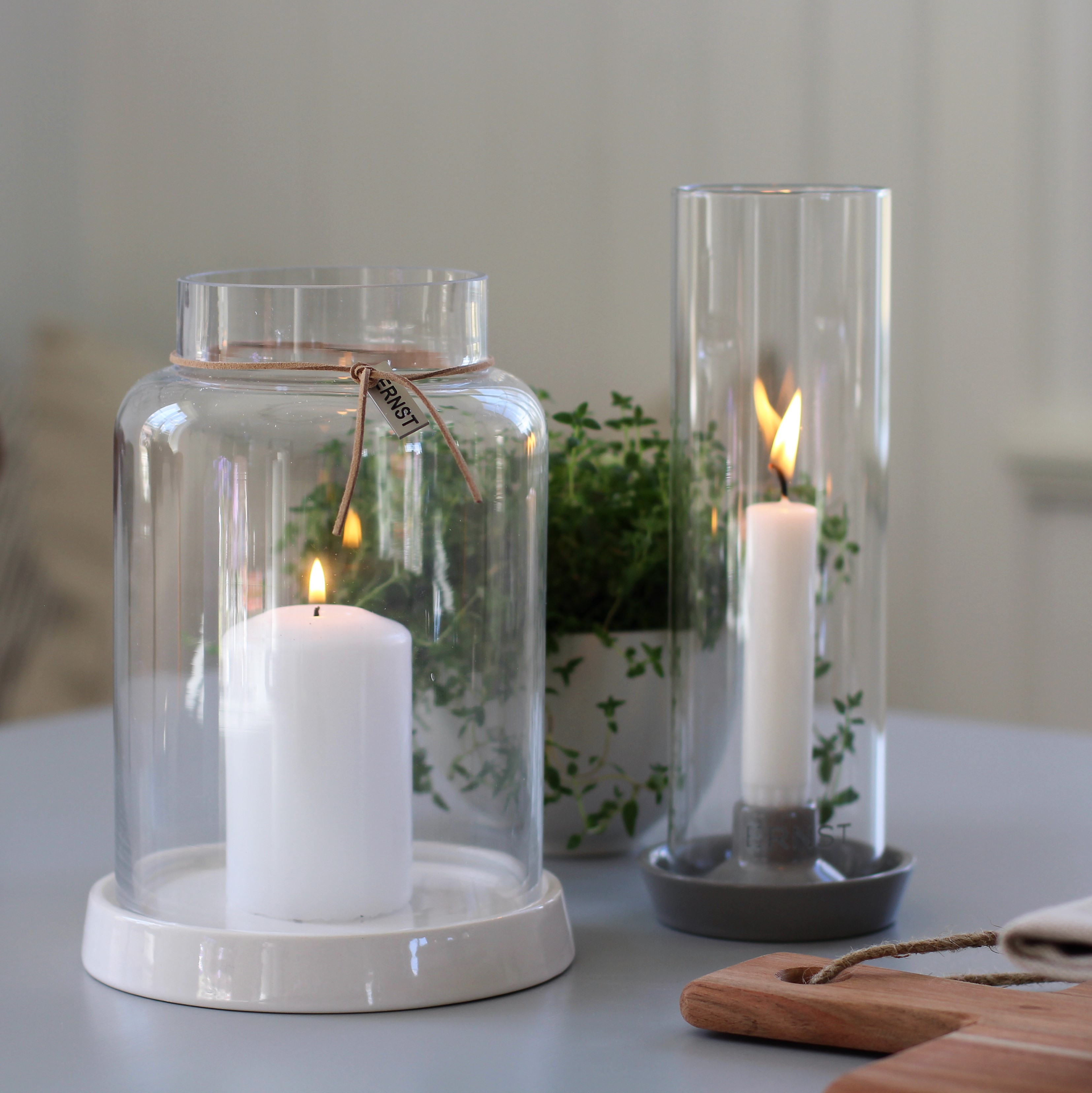 Ljusstake av glas/keramik grå Ernst - 4
