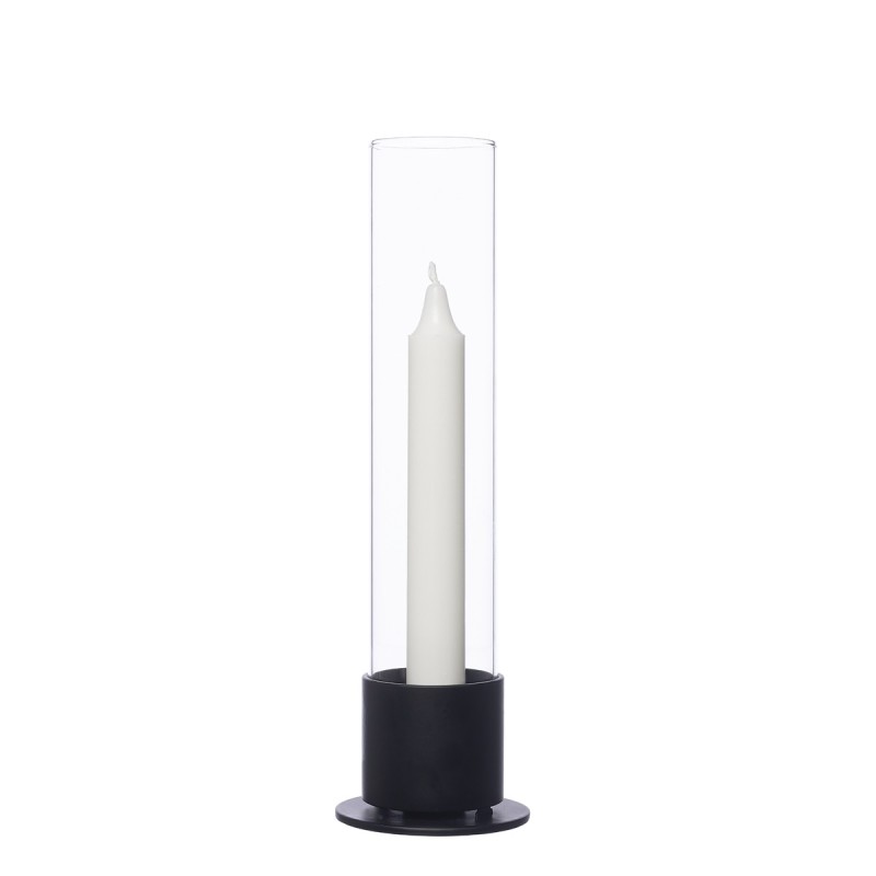 Ljusstake Med Glascylinder - Svart - 3