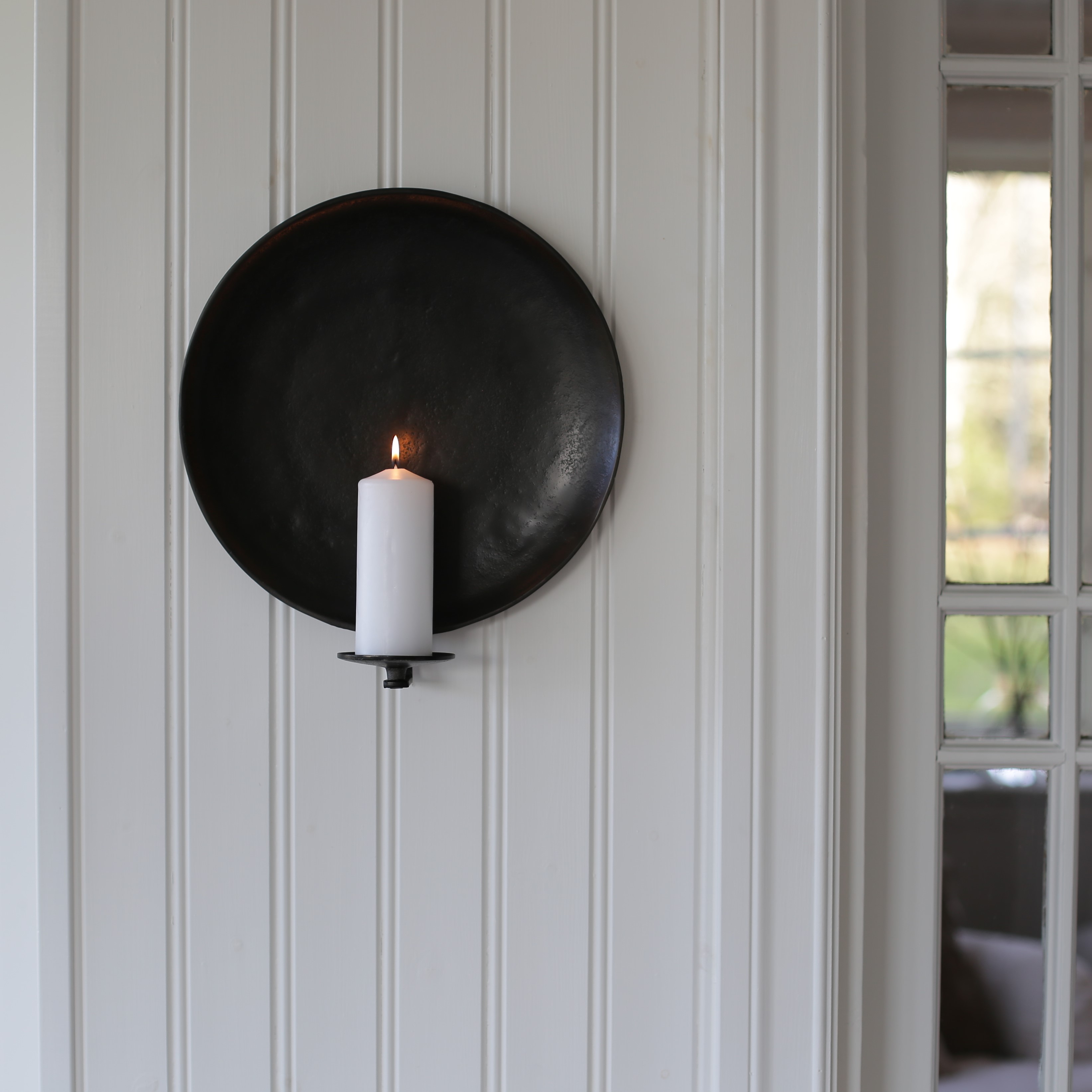 väggljusstake  rund stor - Rustik svart - 5