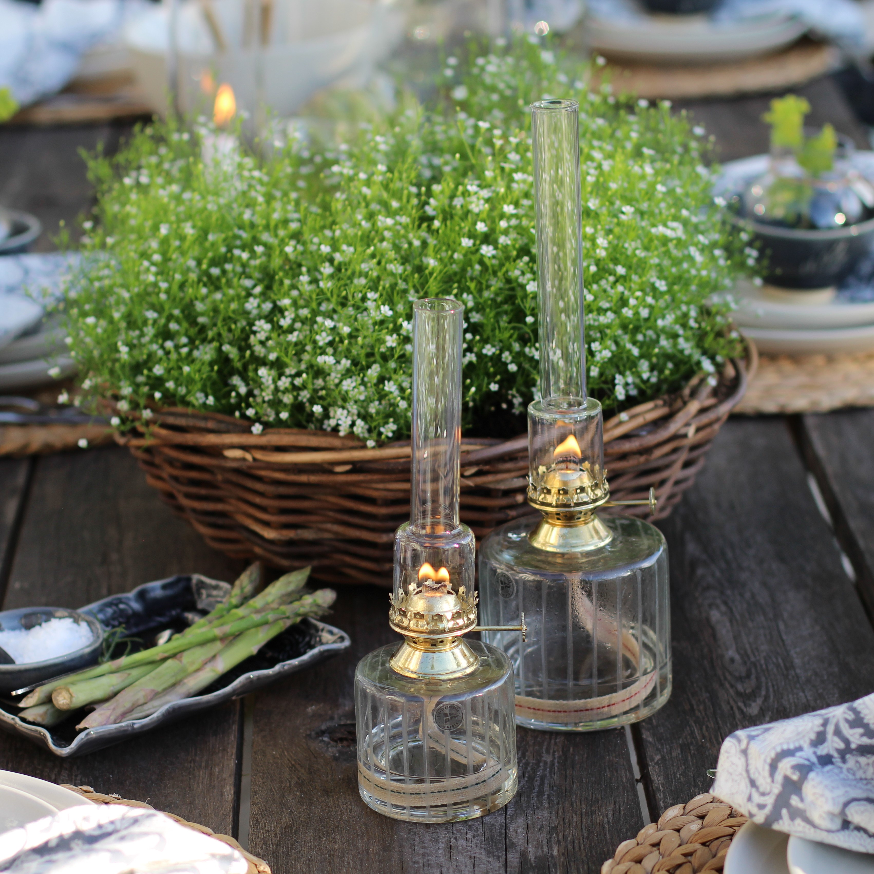 Fotogenlampa av glas stor mässing - Strömshaga - 3