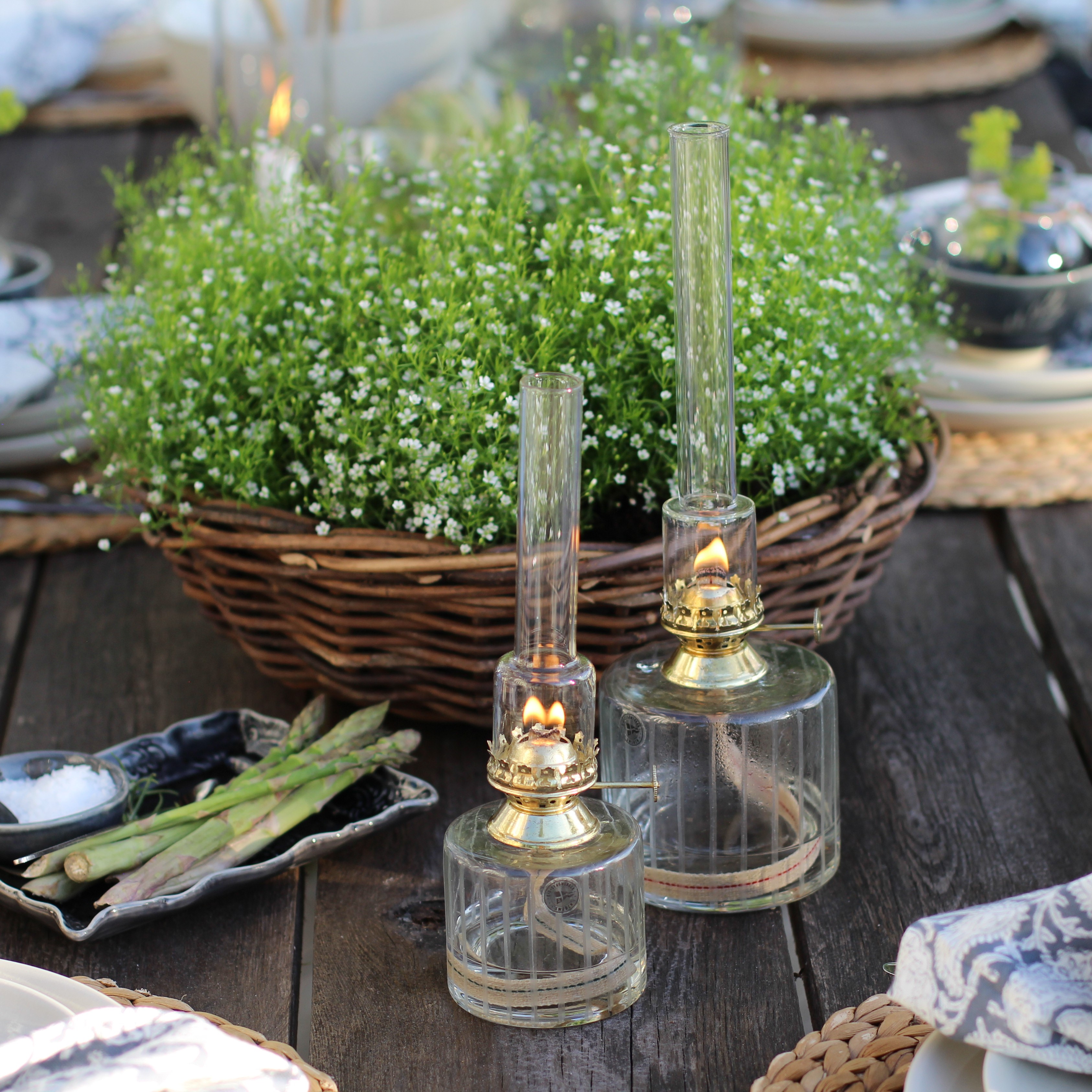 Fotogenlampa av glas stor mässing - Strömshaga - 2