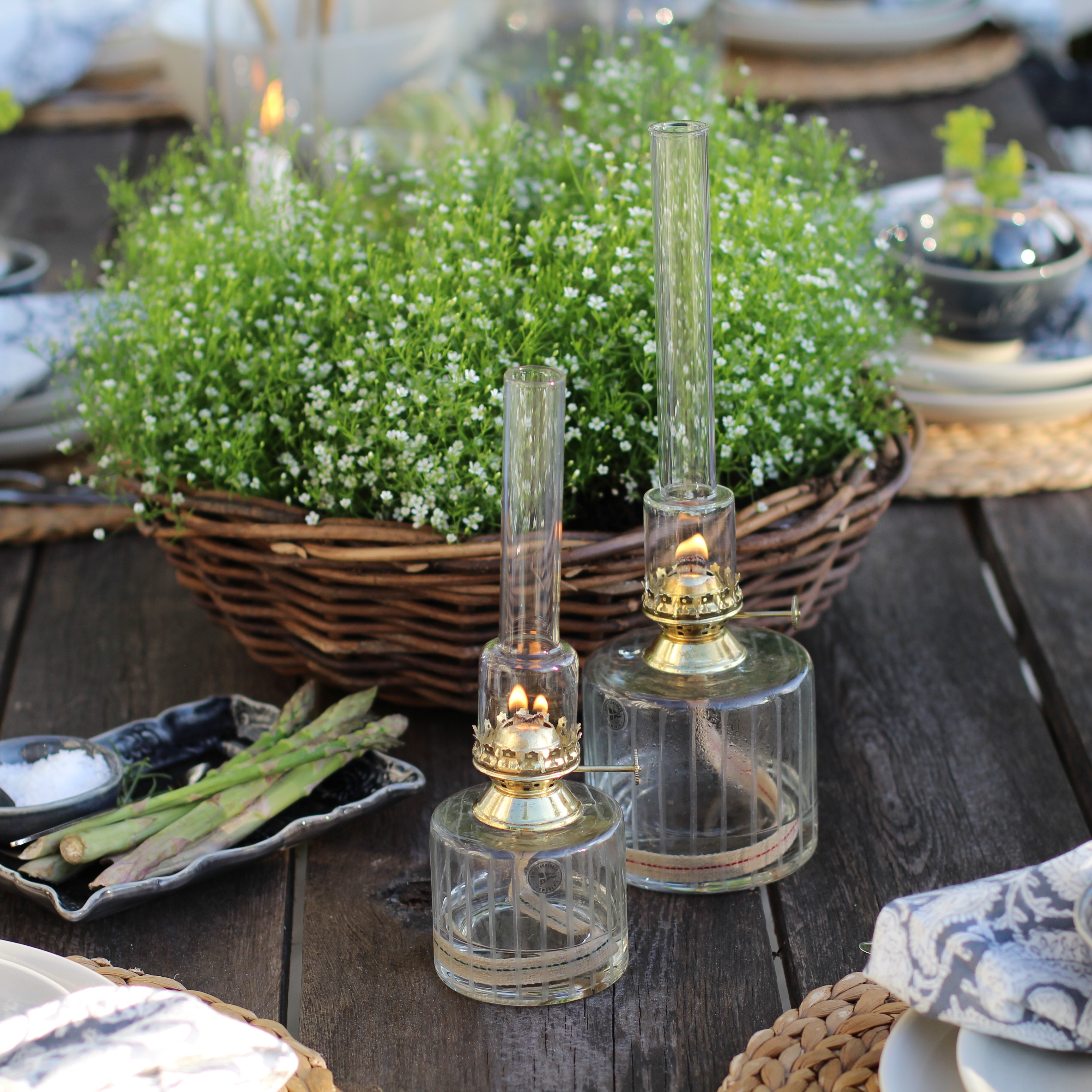 Fotogenlampa av glas liten mässing- Strömshaga - 5
