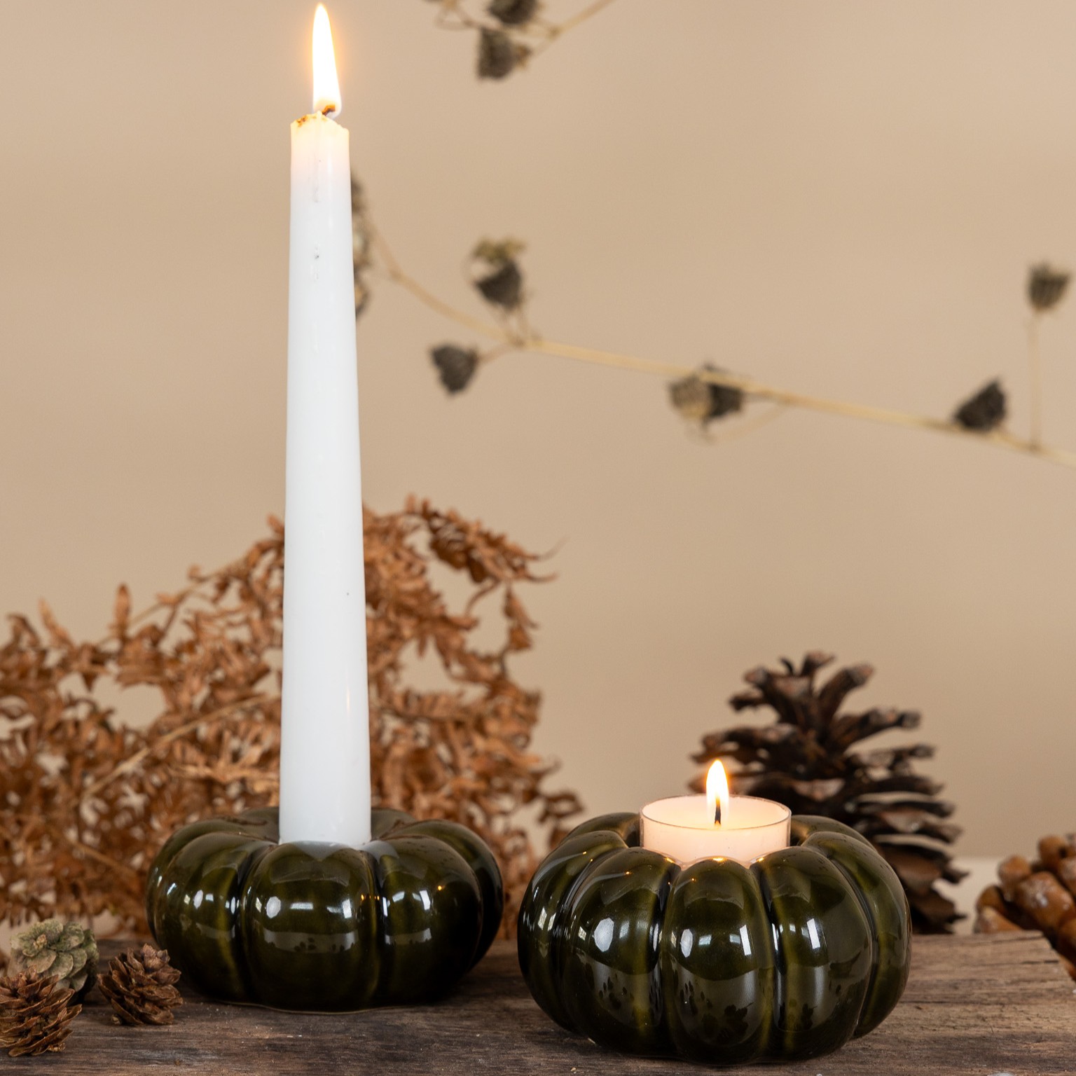 Ljuslykta Pumpa - Glaserad keramik - 3