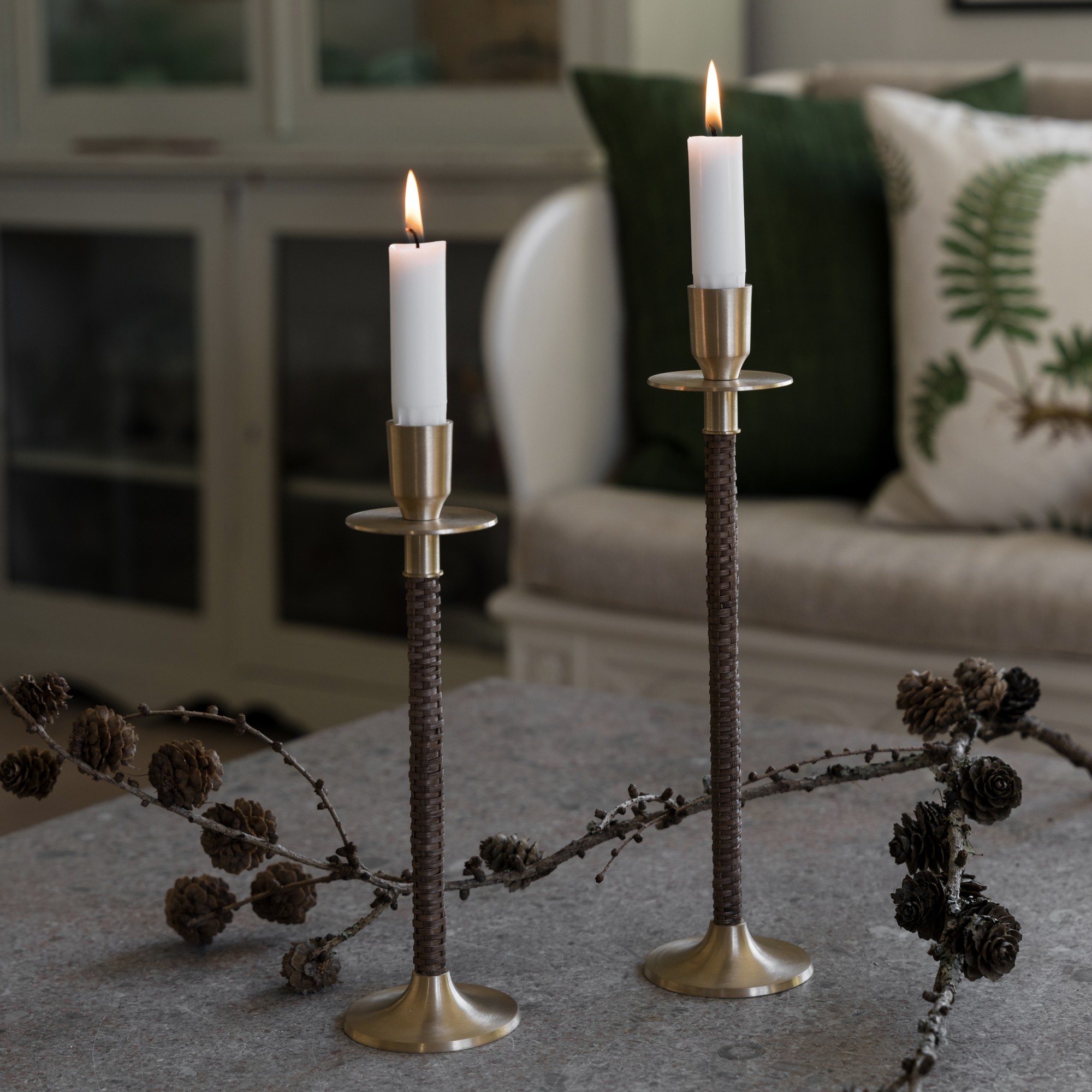 Ljusstake Mässing/flätad Låg - ERNST