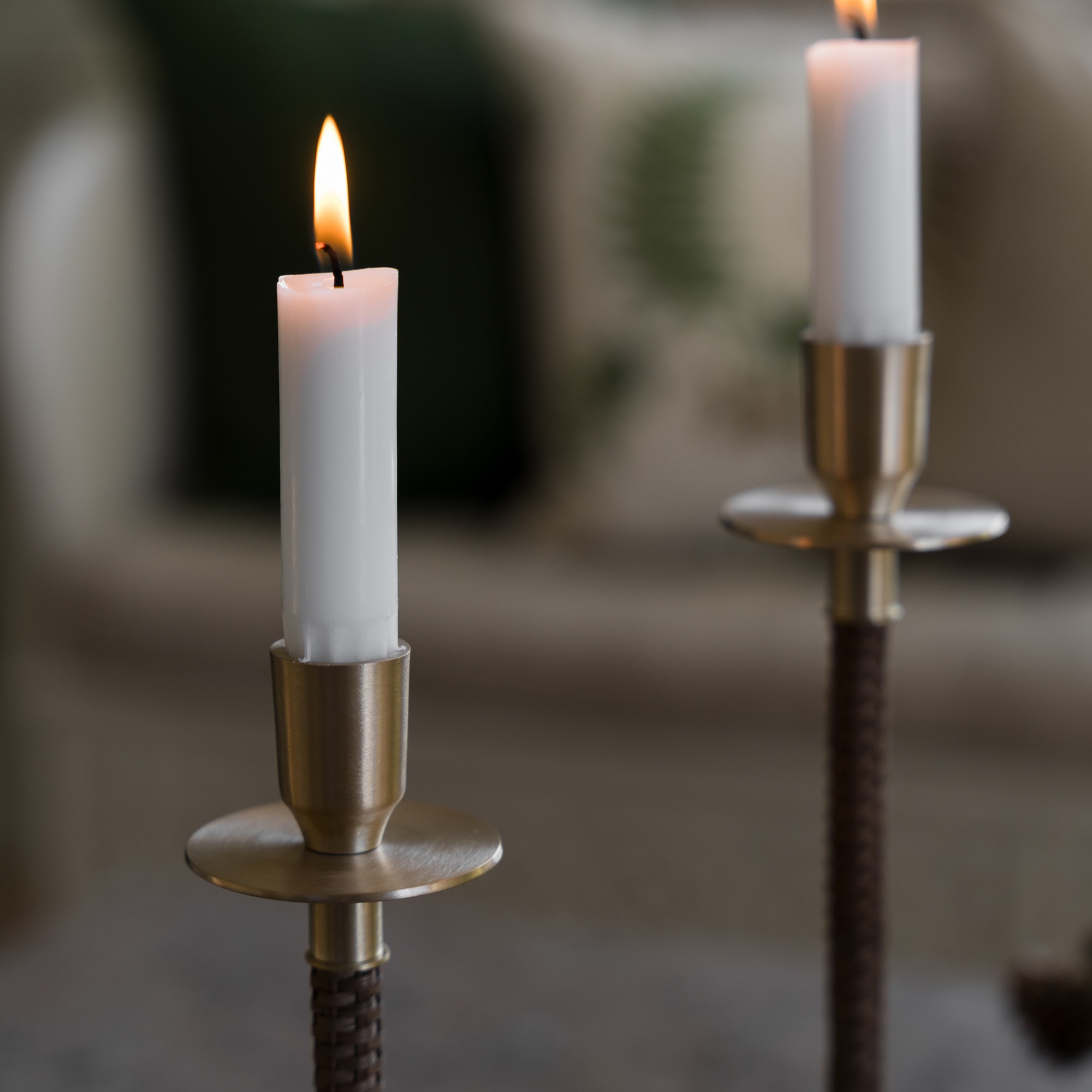 Ljusstake Mässing/flätad Låg - ERNST - 2