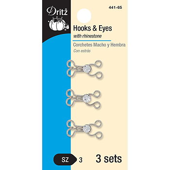 Dritz - Hooks & Eyes - med bling -  rep 3 st