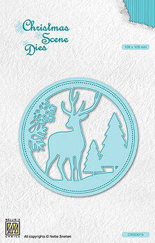 Nellies Choice  - Christmas Scene Die - Round frame raindeer