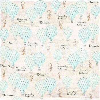 Reprint - Dream Big - Blue Air balloons  12x12"