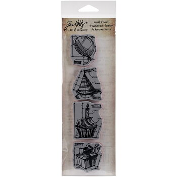 Tim Holtz - Cling stamps- Birthday blueprint -4 stämplar