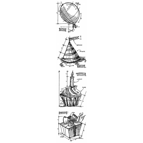 Tim Holtz - Cling stamps- Birthday blueprint -4 stämplar - 2