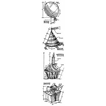 Tim Holtz - Cling stamps- Birthday blueprint -4 stämplar
