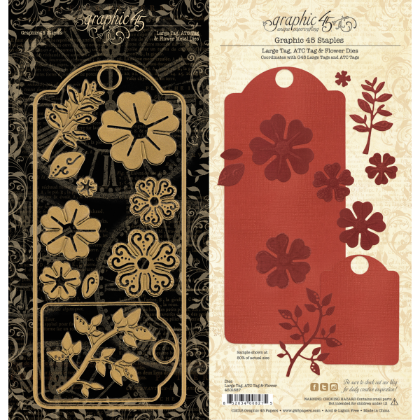 Graphic45- Dies - Large tag, ATC tag och blommor