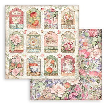 Stamperia - Dubbelsidigt ark - Casa Granada tags- 12x12"