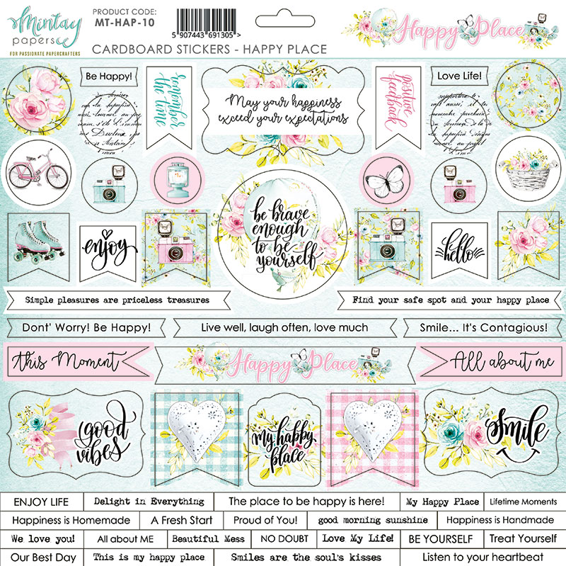 Mintay - Stickers på Chpboard - Happy Place 12x12"