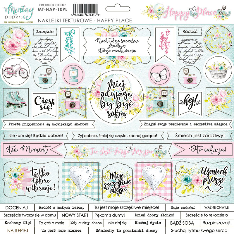 Mintay - Stickers på Chpboard - Happy Place 12x12" - 2