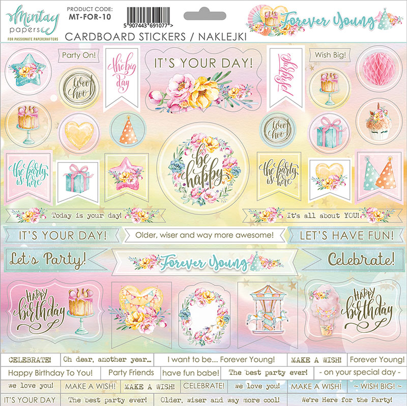 Mintay - Stickers på Chipboard - Forever Young 12x12" - 2