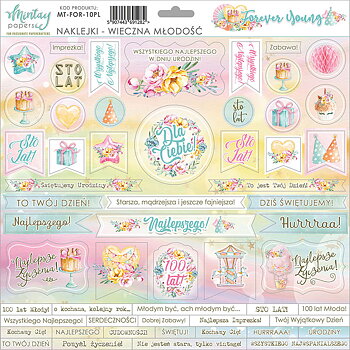 Mintay - Stickers på Chipboard - Forever Young 12x12"