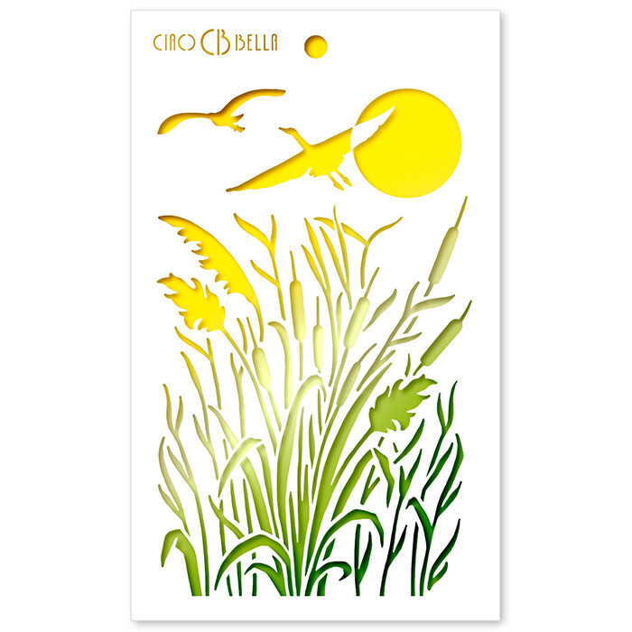 Ciao Bella - Typha - stencil 5x8"