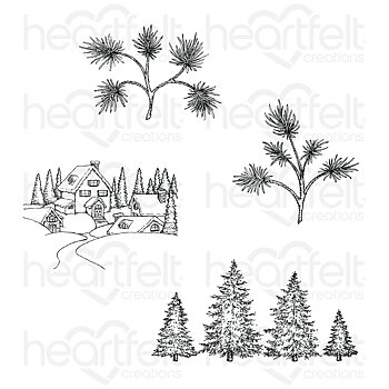 Heartfelt Stämpelset - Snowy Pine Village