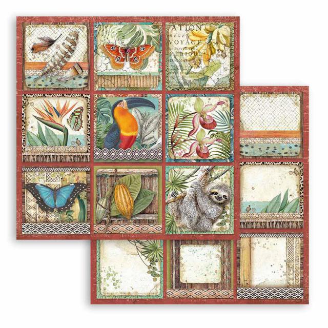 Stamperia - Double Face Paper - Amazonia square tags- 12x12"