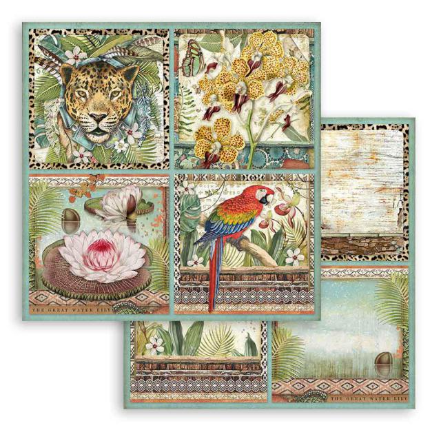 Stamperia - Double Face Paper - Amazonia square tags- 12x12"