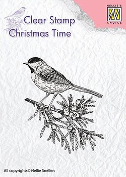 Nellie´s Choice - Clear Stamp - Christmas Time - "Conifer branch with bird"