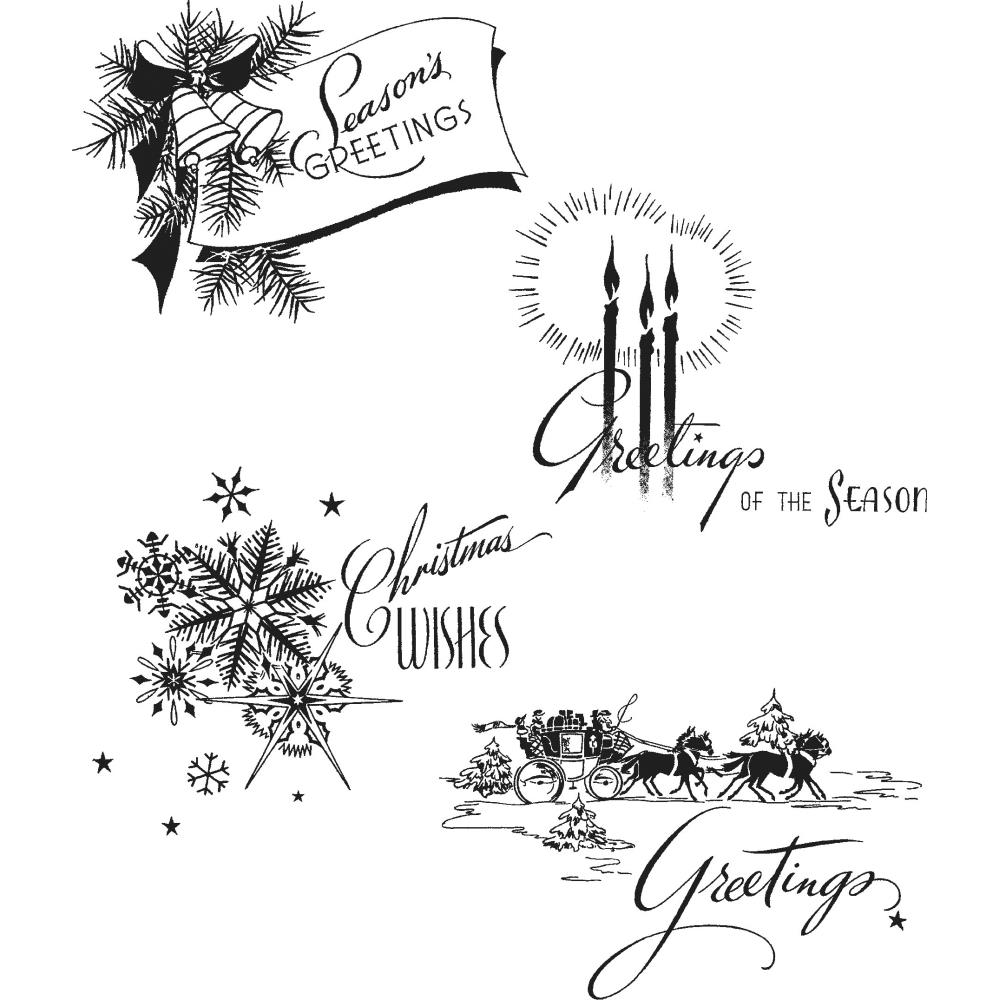 Tim Holtz - Cling stamps- Holiday greetings