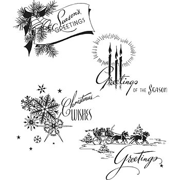 Tim Holtz - Cling stamps- Holiday greetings