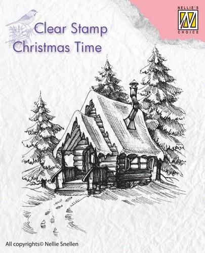Nellies Choice Clearstempel - Christmas time Snowy house 2 - 68x80mm (8-18)