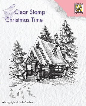 Nellies Choice Clearstempel - Christmas time Snowy house 2 - 68x80mm (8-18)