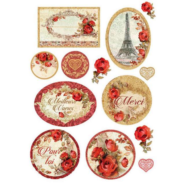 Stamperia - Rispapper A4 - Red roses and frames