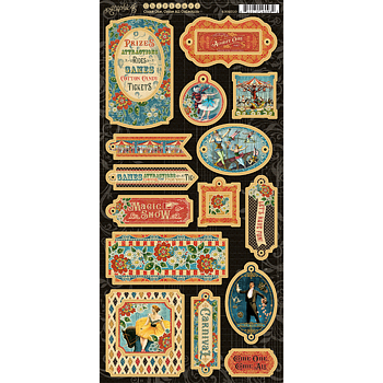  Graphic45 - Come one, Come All - Chipboard Die-Cuts 6x12 Sheet