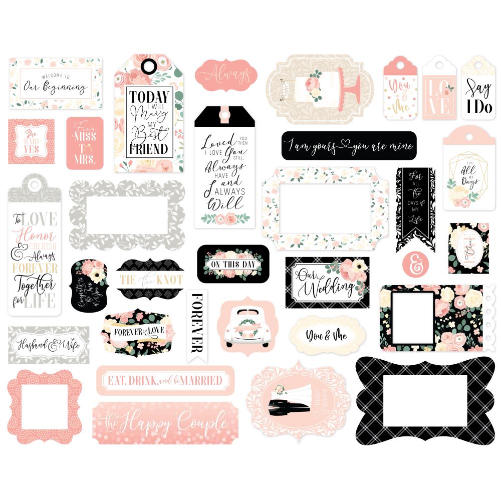 Echo Park  - Cardstock Ephemera - Frames & Tags - Wedding - 2