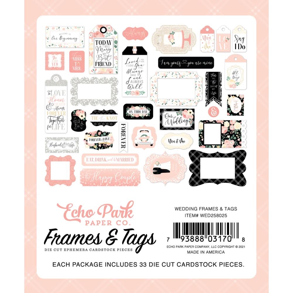 Echo Park  - Cardstock Ephemera - Frames & Tags - Wedding - 3