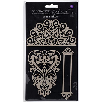 Prima - Laser Cut Chipboard - Lace & Heart