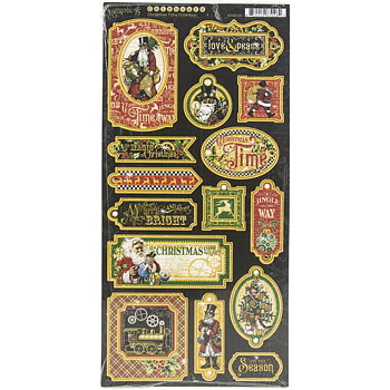  Graphic45 - Christmas Time - Chipboard Die-Cuts 6x12 Sheet