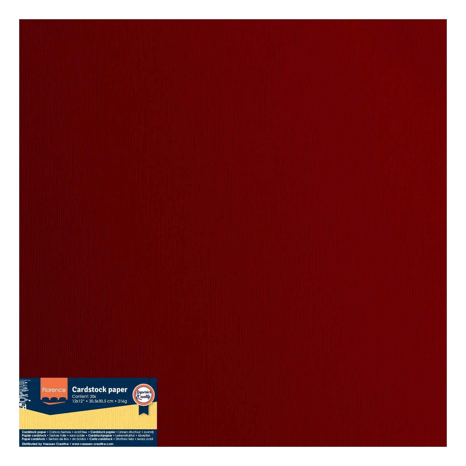 Florence - Cardstock paper texture 12x12 - Ruby - 3