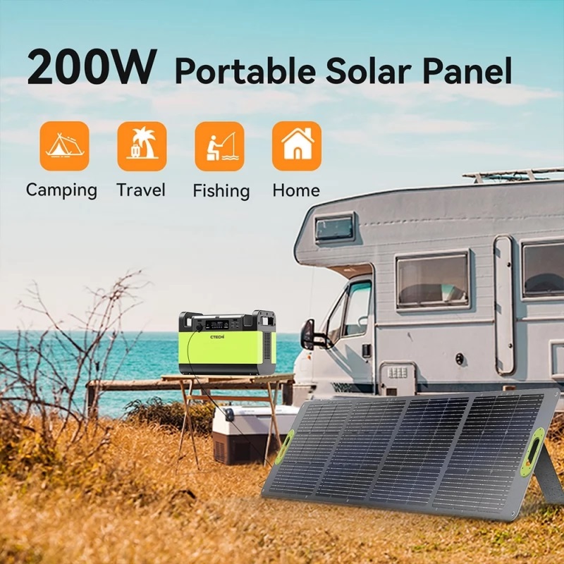 Solpanel portabel, vikbar 200W - CTECHi - JustNow - 8