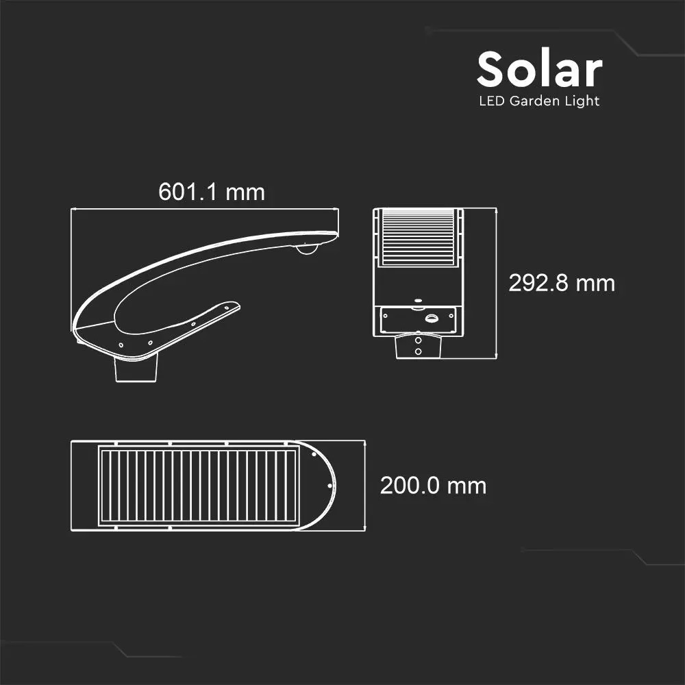 Stolparmatur/Stolpbelysning 20W  - 2000lm - solcellsdriven - rörelsevakt -  fjärrkontroll - 7