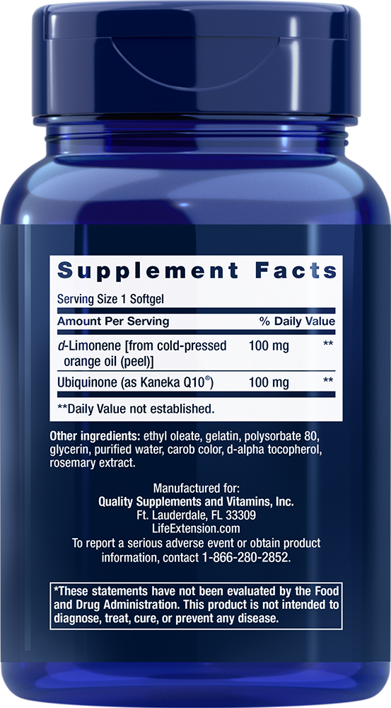 Life Extension CoQ10 with d-Limonene – Koenzym Q10 (60 softgels) - 2