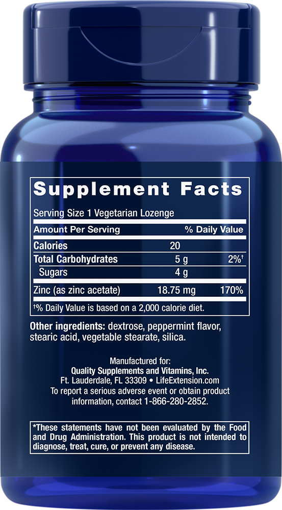 Life Extension Enhanced Zinc Lozenges – Zink sugtabletter (30 st) - 2