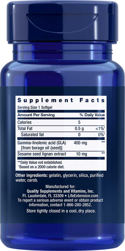 Life Extension Mega GLA with Sesame Lignans – Gurkörtsolja (30 softgels) - 2