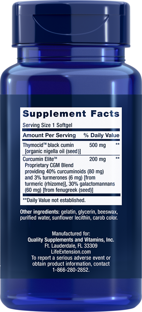 Life Extension Black Cumin Seed & Curcumin Elite – Gurkmeja (60 softgels) - 2