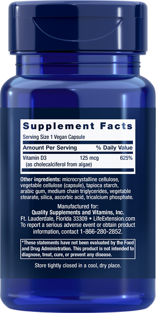 Life Extension Vegan Vitamin D3 5000 IE – Växtbaserat D-vitamin - 2