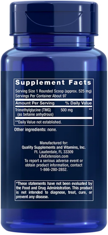 Life Extension TMG Powder – Trimetylglycin Pulver (50g) - BF 07/26 - 2