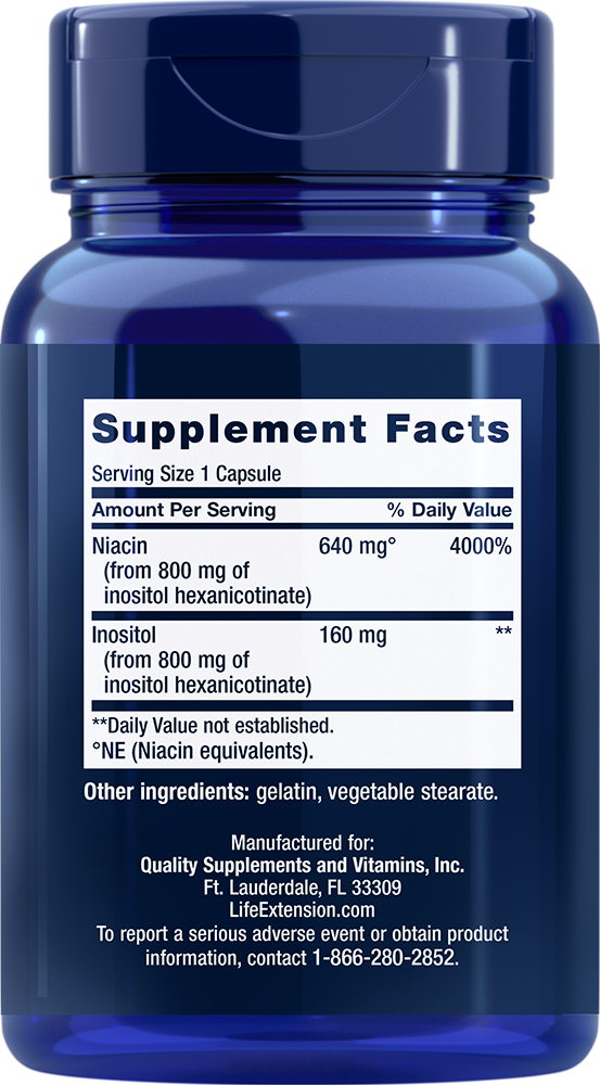 Life Extension No Flush Niacin 800 mg – Vitamin B3 utan Flush (100 kap) BF 11/26 - 2