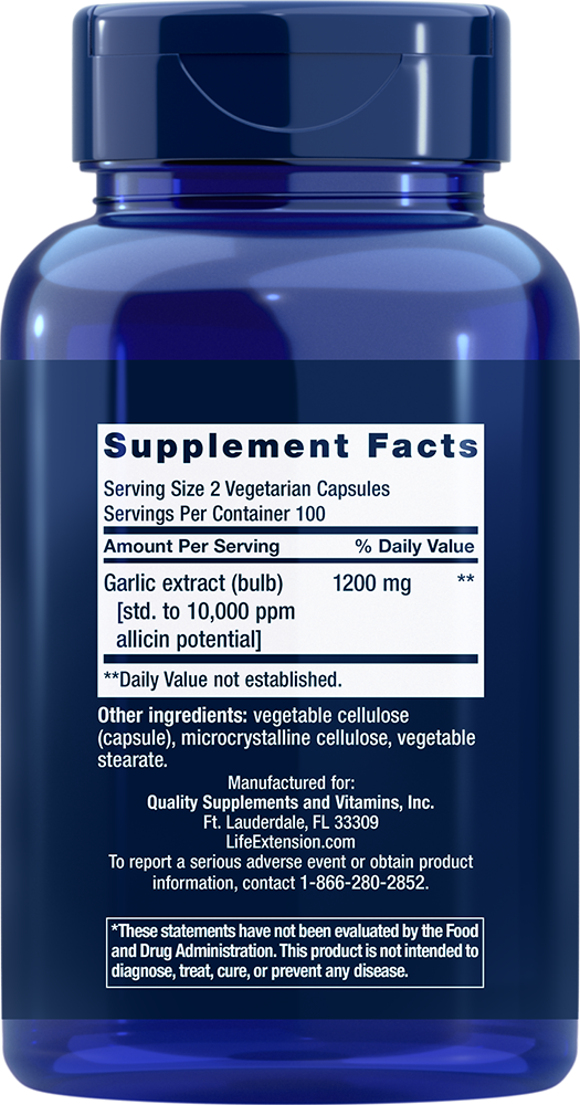 Life Extension Optimized Garlic – Vitlöksextrakt (200 kap) - BF 08/26 - 2