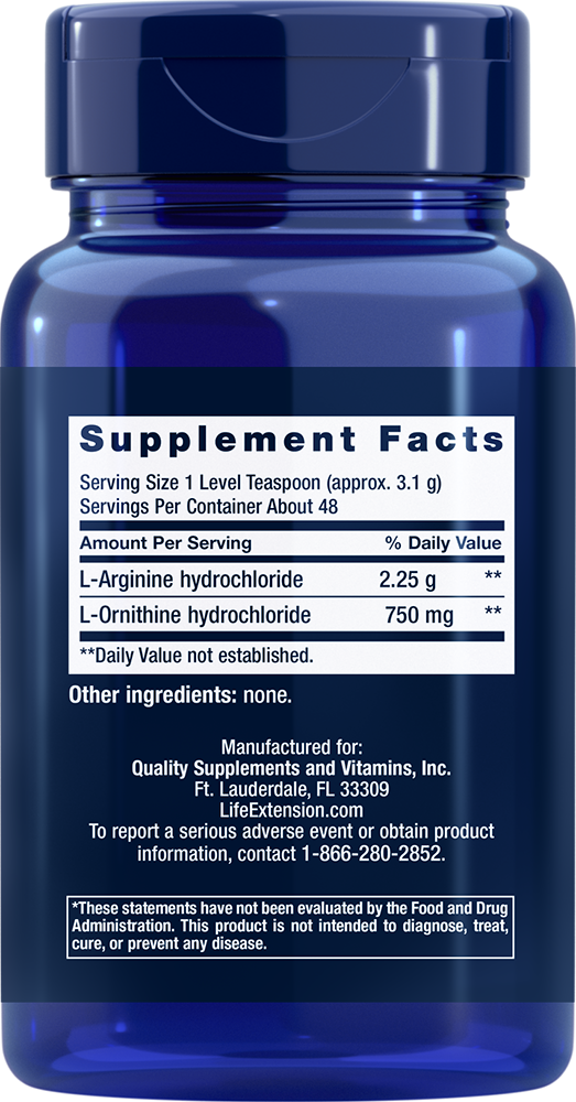 Life Extension Arginine Ornithine Powder (150g) - Bäst före 01/26 - 2
