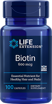Life Extension Biotin 600 mcg – Vitamin B7 för Hår & Hud (100 kapslar)